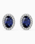 Oval Sapphire Halo Stud Earrings – Sterling Silver | Irosk