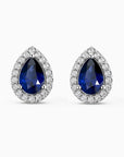Pear Sapphire Halo Stud Earrings | Sterling Silver