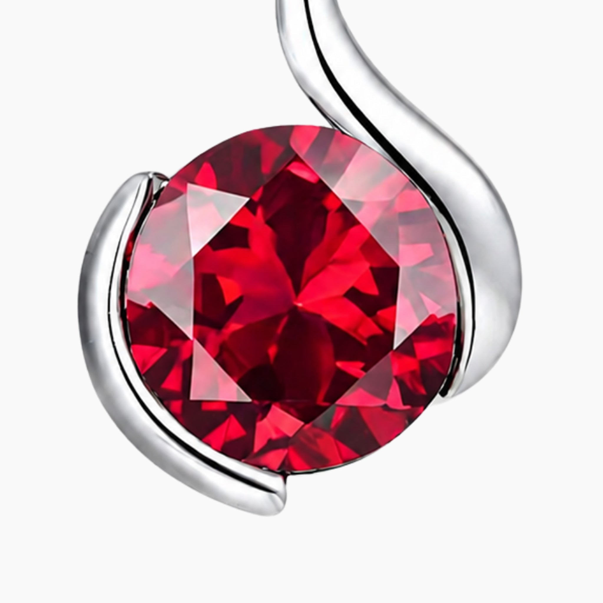 Ruby Semi Bezel Pendant Necklace in Sterling Silver | Irosk ®