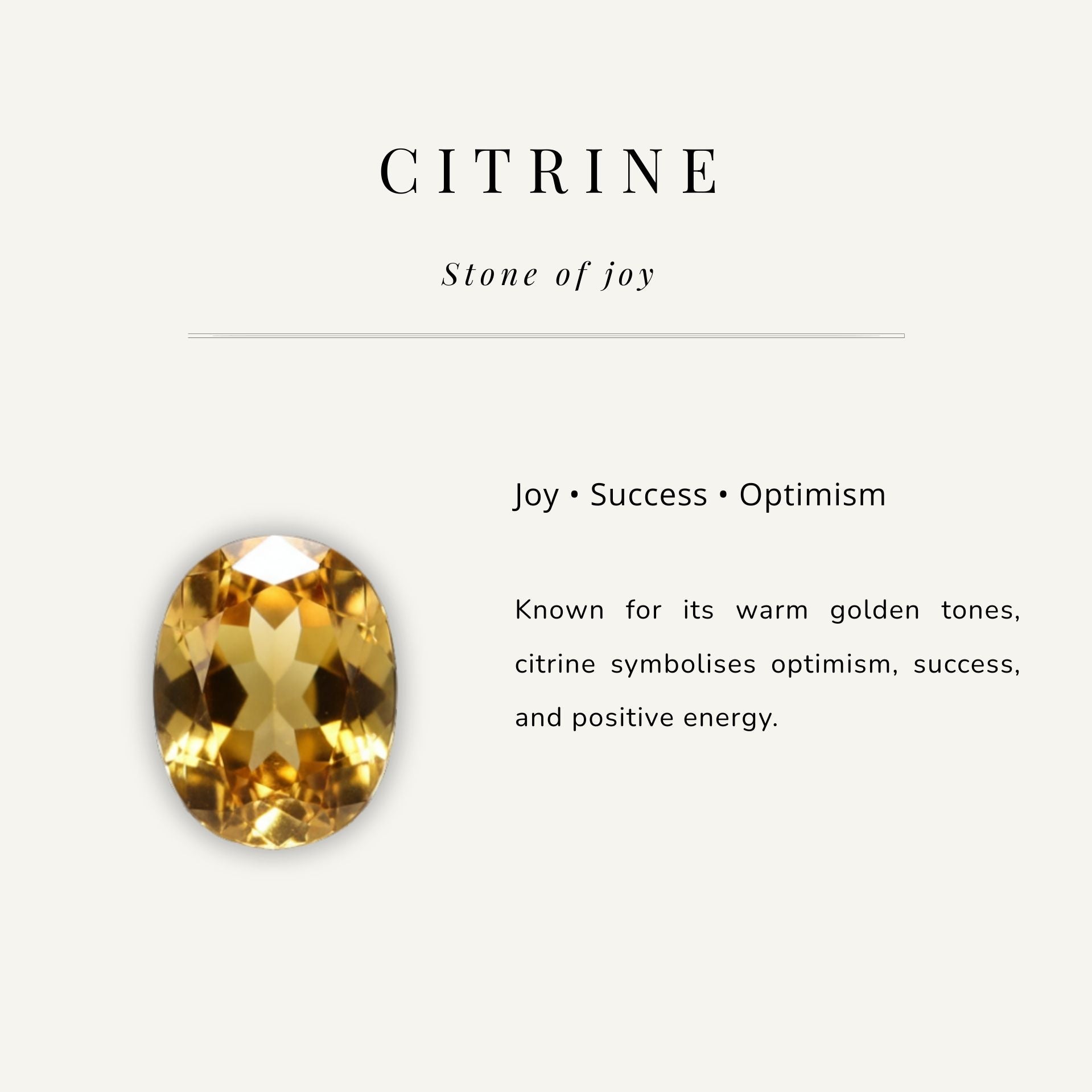 gemstone card describing what citrine symbolises