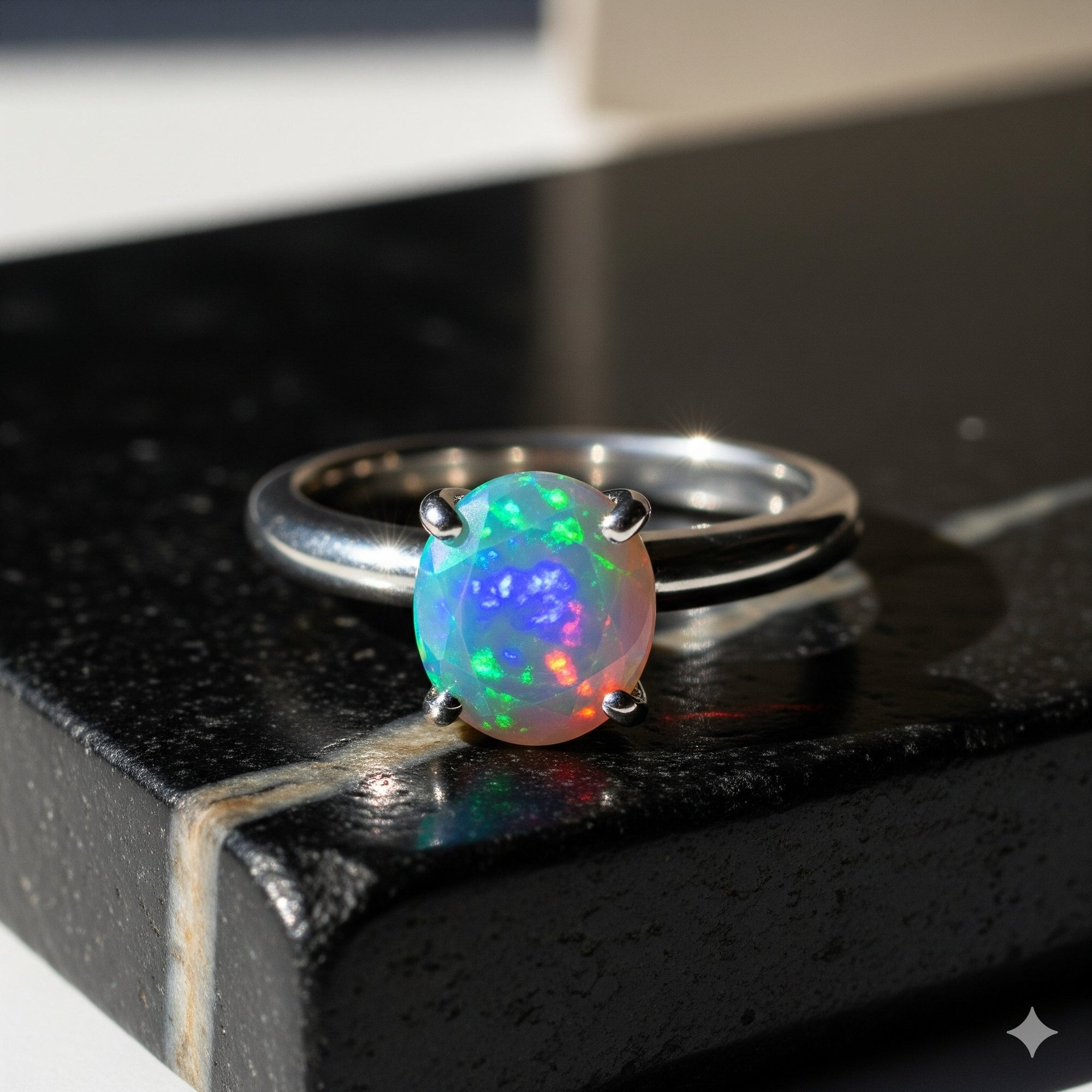 silver opal ring
