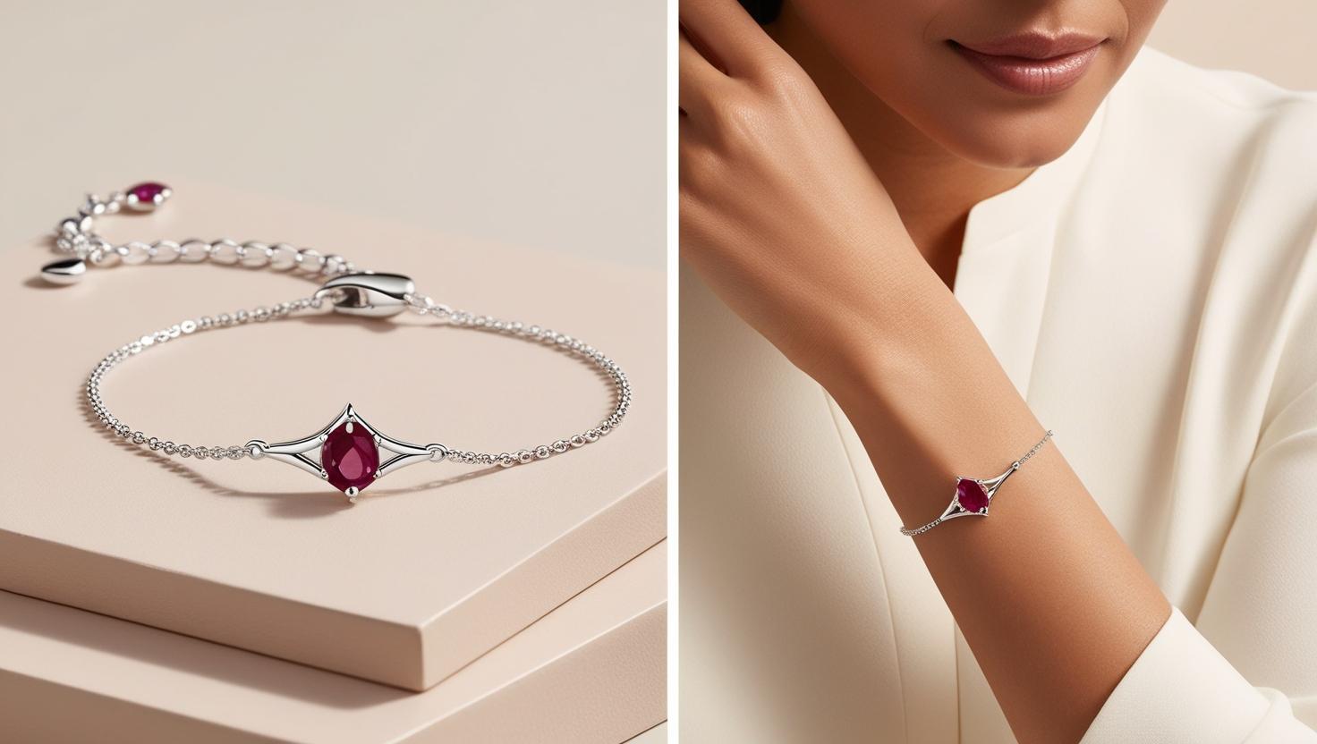 silver ruby bracelets