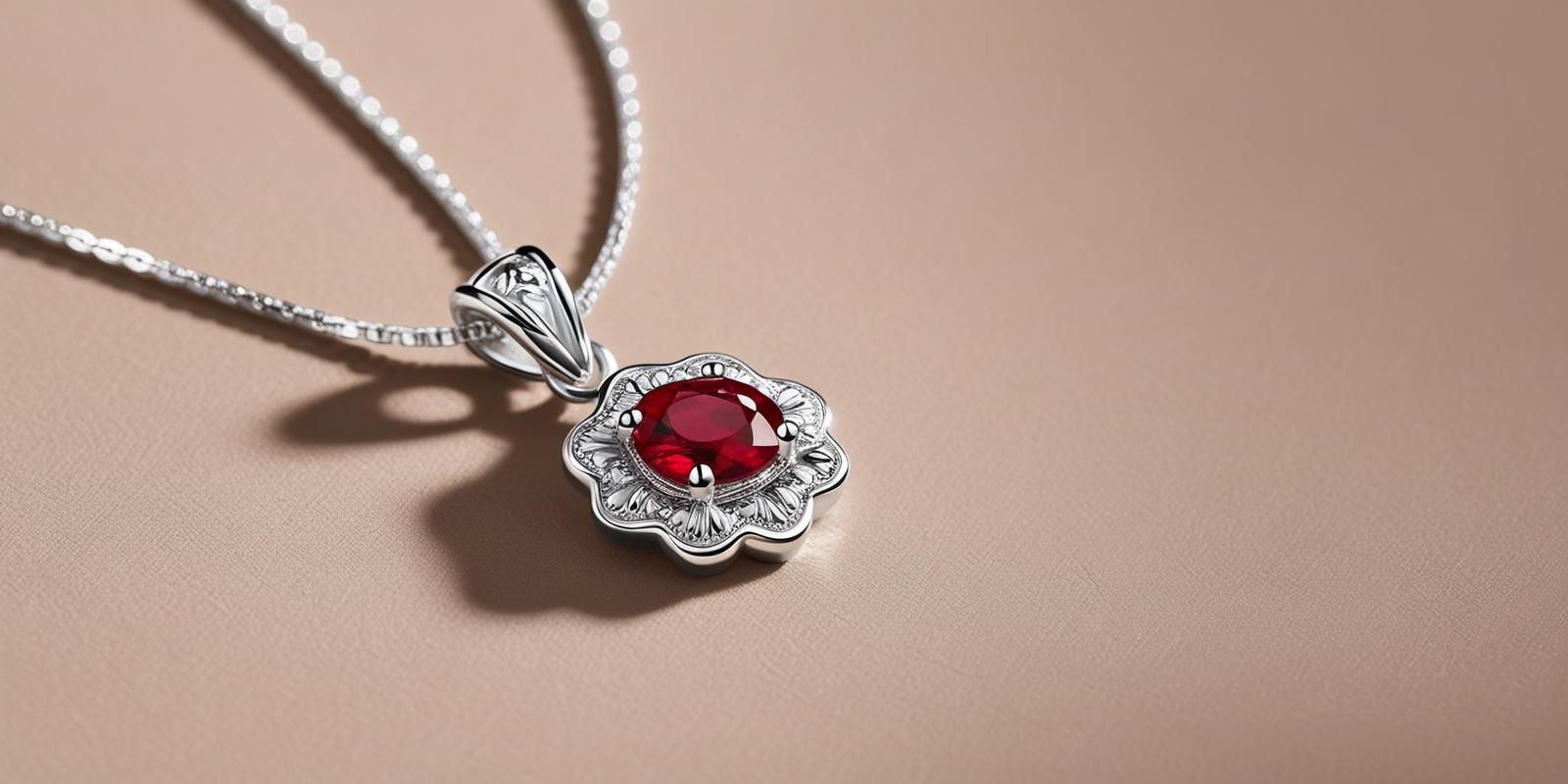 round shape ruby necklace in silver