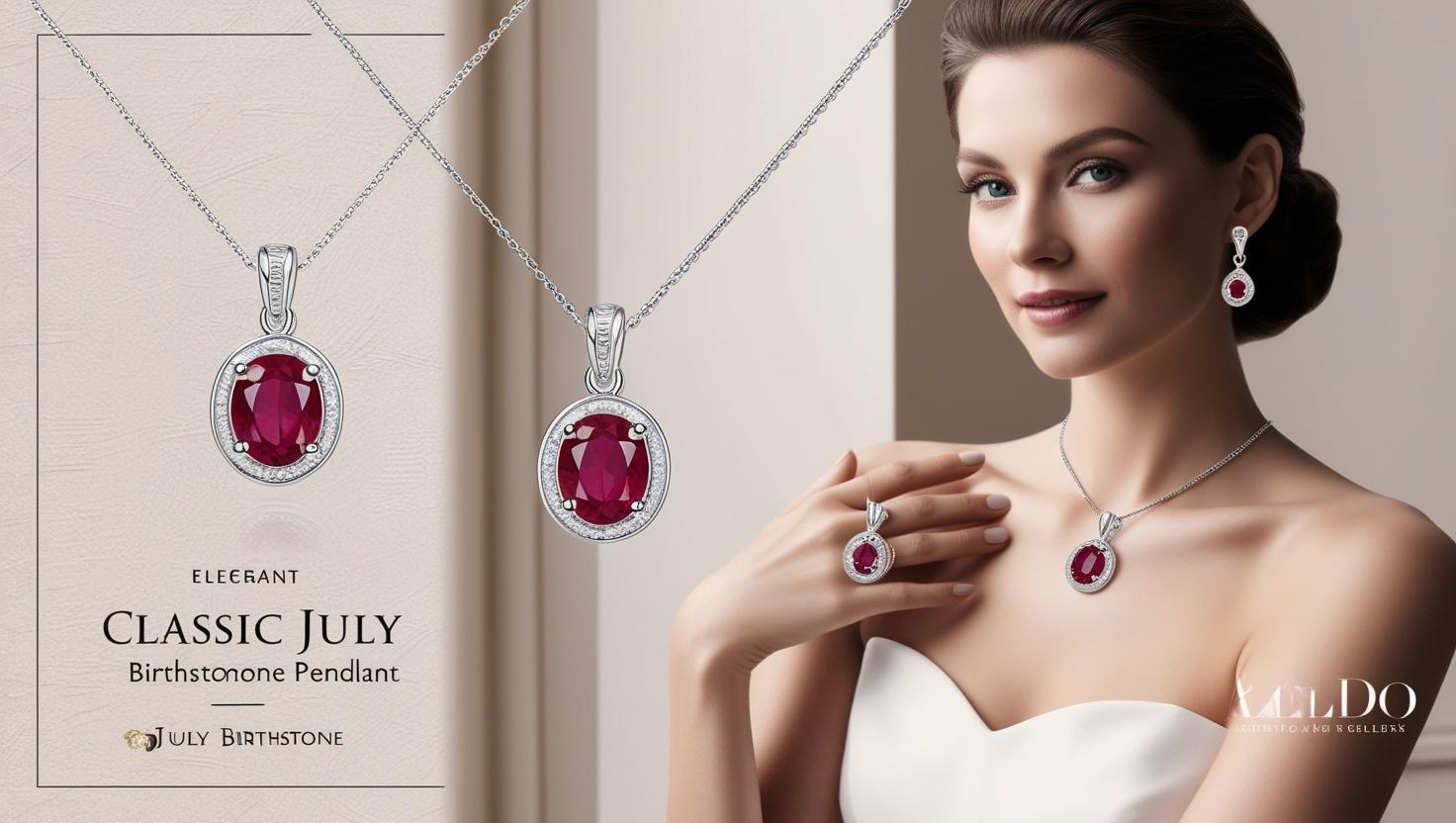 july birthstone necklaces and one on the model