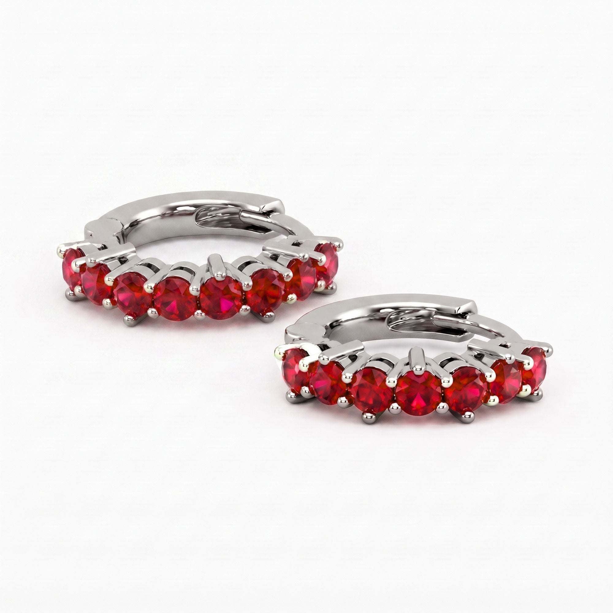 Ruby Huggie Earrings in Sterling Silver | Irosk