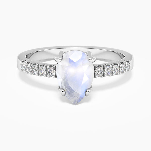 Pear Shape Moonstone Ring  in Silver - Irosk Australia ®