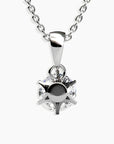 Rear Angled shot of the 1ct Moissanite Pendant, showcasing the sterling silver bail and chain attachment.