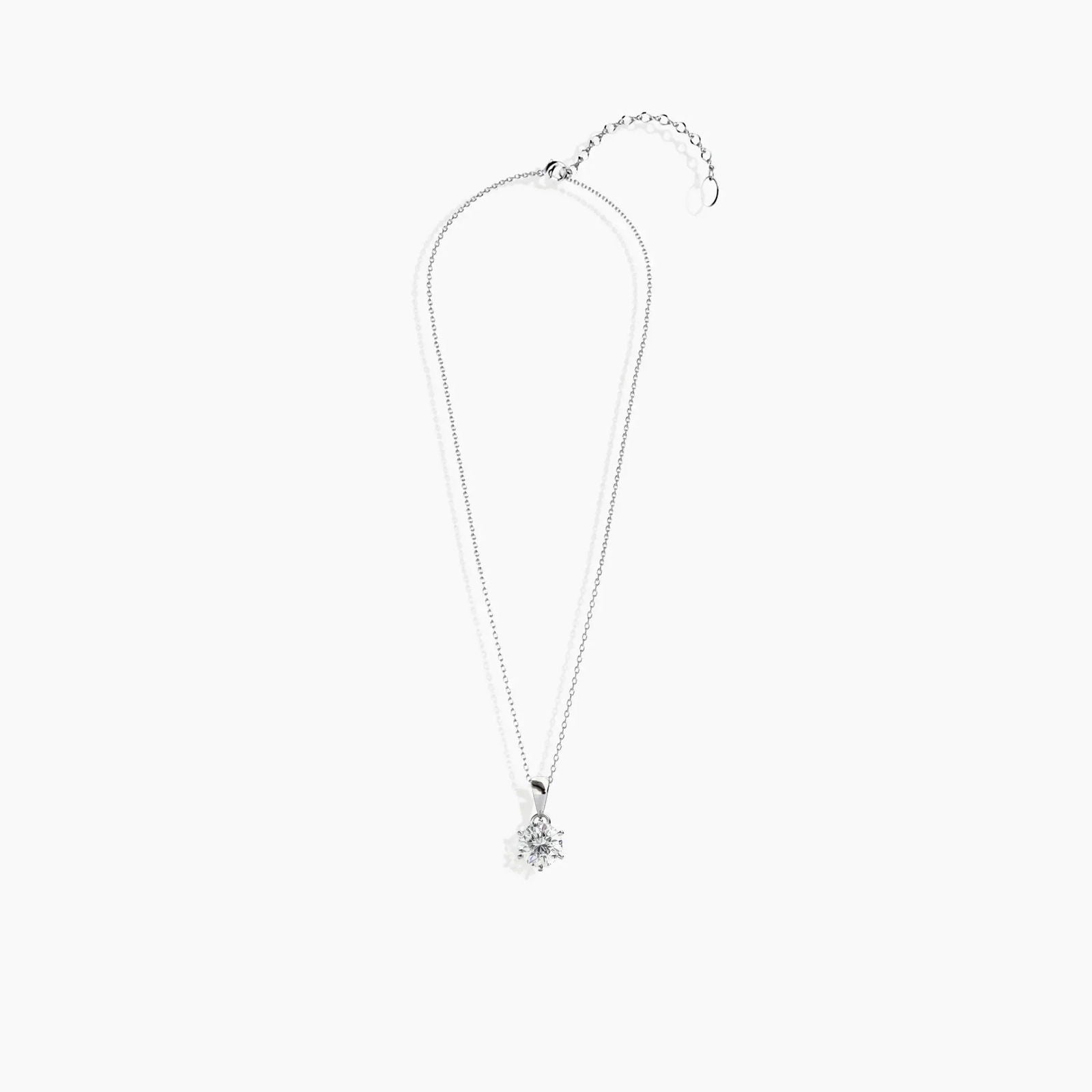 trace chain diagram showing the 40 cm + 5 cm extender length for the Moissanite Solitaire Pendant Necklace.