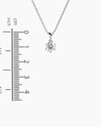 Measurement chart indicating the pendant’s 0.7 cm height and 0.7 cm width for the Moissanite Solitaire Necklace.