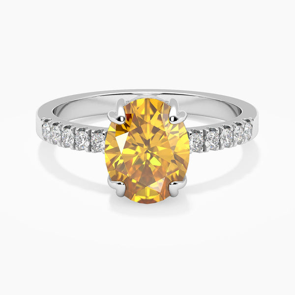 Oval Shape Citrine Ring - Sterling Silver Gemstone Jewelry