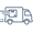 Outline of a delivery truck with a box on a white background representing irosk fast delivery australia wide