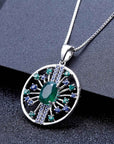 Chrysoprase Pendant in Sterling Silver with Lab Emerald & Sapphire