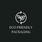 Eco-friendly packaging logo with leaves and arrows on a black background