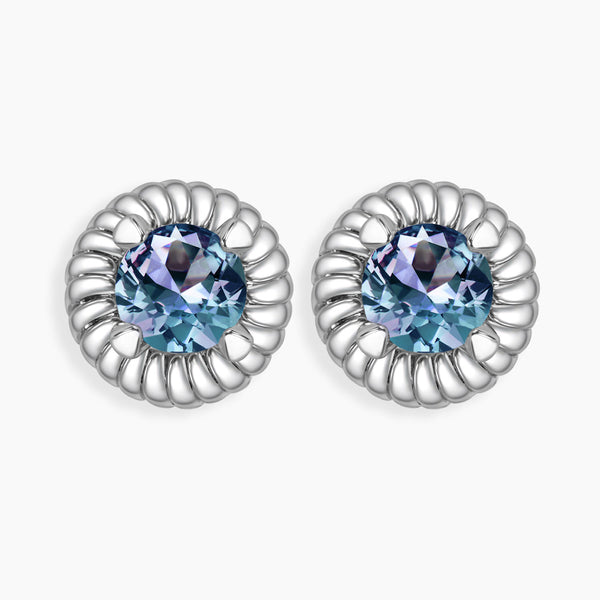 Front View of Alexandrite Round Convertible Studs