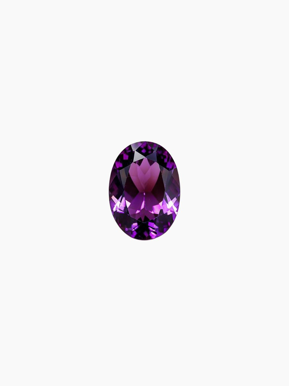 oval shape purple amethyst gemstone in light background