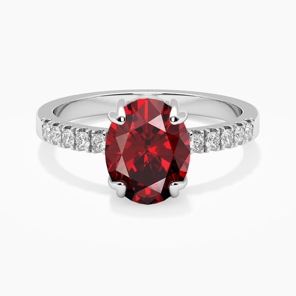 Garnet Gemstone Sterling Silver Ring - January Birthstone Jewelry, Vibrant and Clear