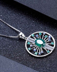 Chrysoprase Pendant in Sterling Silver with Lab Emerald & Sapphire