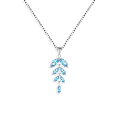 Topaz Leaf pendant Necklace in Sterling Silver