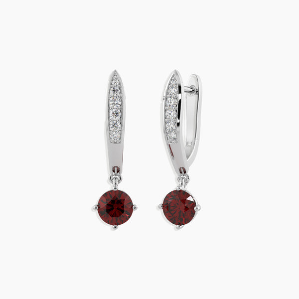 Sterling Silver Garnet Mia Dangling Earrings - January Birthstone Jewelry"