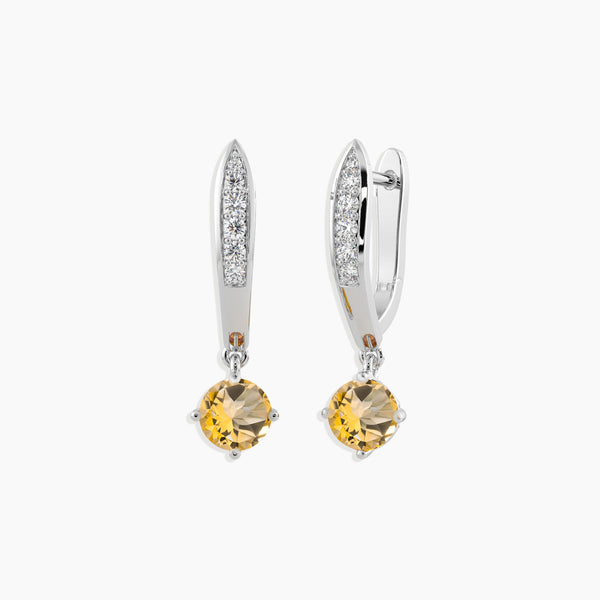 Sterling Silver Citrine Mia Dangling Earrings - Elegant Jewelry