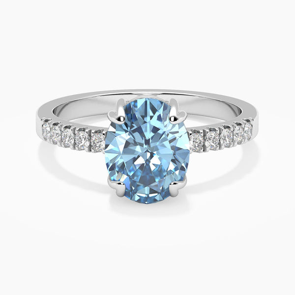 Front photo view of Oval Cut Topaz Ring with Halo Shank