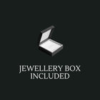 Open jewelry box on a black background with text 'Jewellery Box Included'.