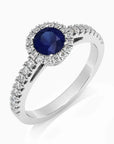 Sterling silver round sapphire ring for women