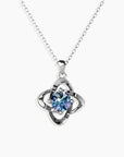 Alexandrite bond pendant necklace in sterling silver with interwoven loops and colour-changing gem