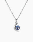 Alexandrite moon pendant necklace in sterling silver – round-cut gemstone with celestial design