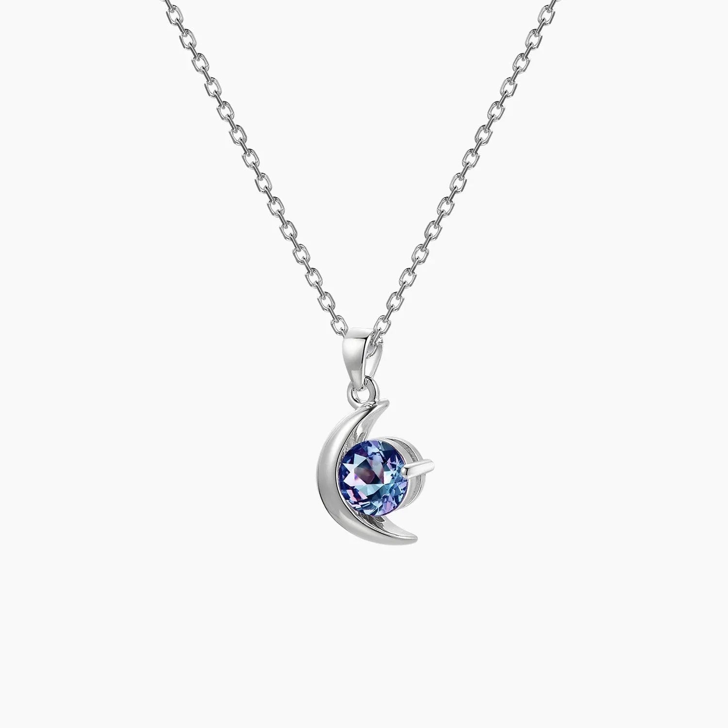 Alexandrite Half Moon Crescent Pendant Necklace - Irosk Australia