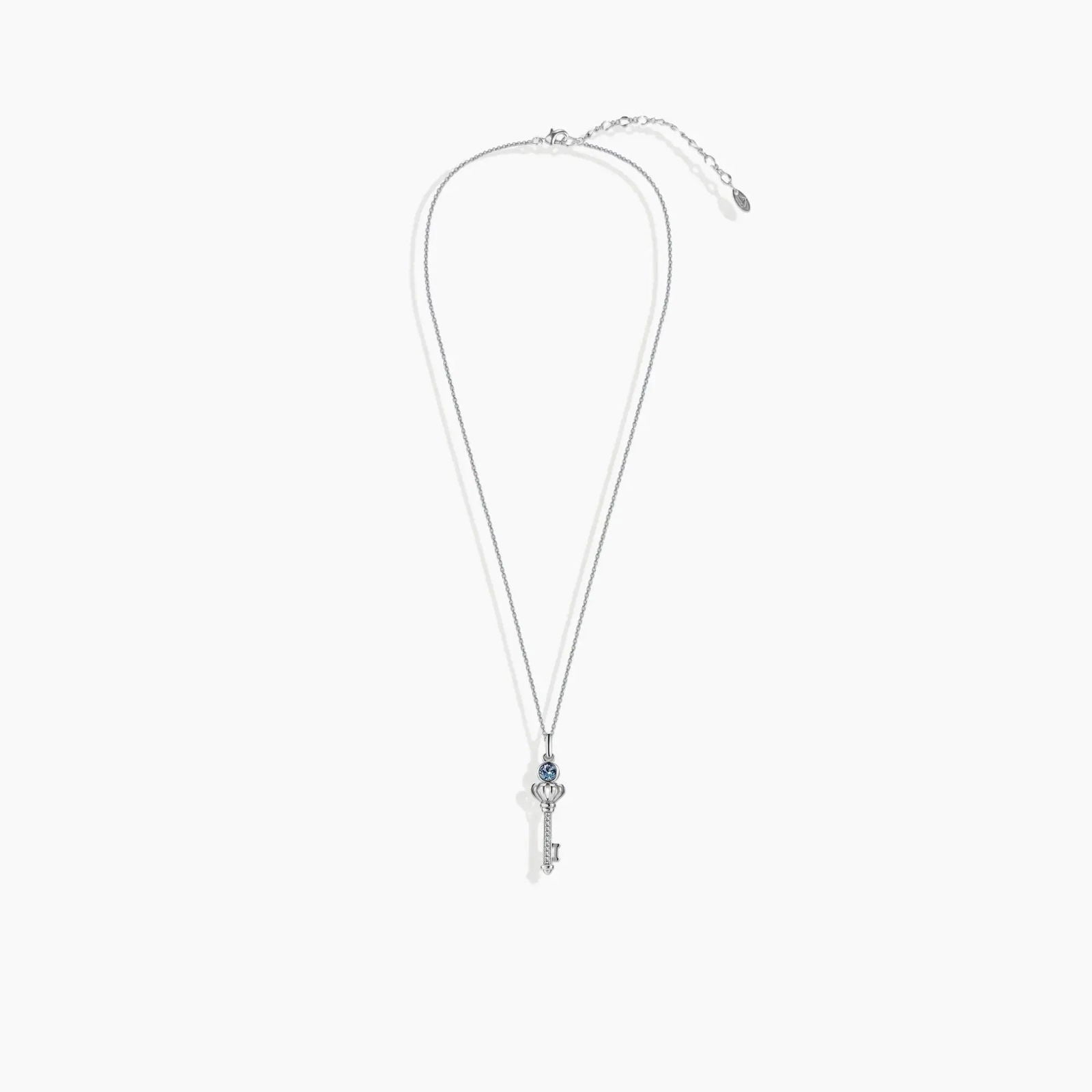 Alexandrite key pendant necklace laid flat showing full adjustable chain