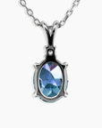 Alexandrite Oval Shape Pendant Necklace in Sterling Silver - IroskDetailed view of Alexandrite oval gemstone with prong setting and subtle accent above stone Australia