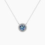 Round halo pendant necklace with colour-changing Alexandrite in sterling silver – June birthstone