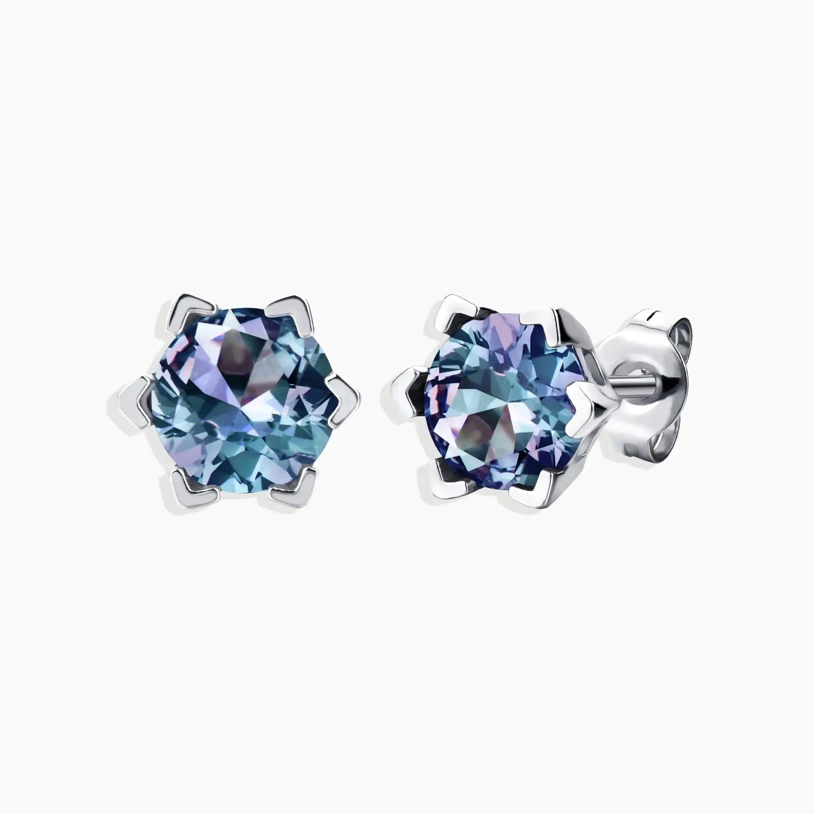 Alexandrite Round Shape Stud Earrings in 925 Sterling Silver - Irosk Australia ® - Irosk Australia