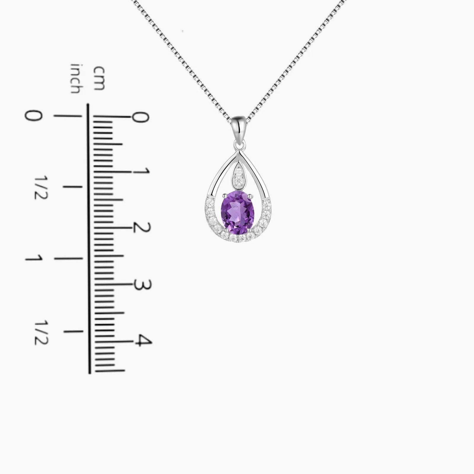 Amethyst Drop Pendant Necklace in Sterling Silver - Irosk Australia