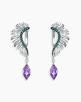 Amethyst Feather Earrings in Sterling Silver - Irosk Australia