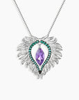 Amethyst Feather Pendant in Sterling Silver - Irosk Australia
