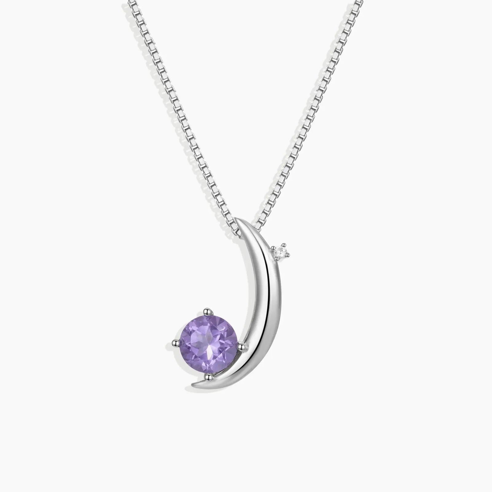Amethyst Half Moon Pendant in Sterling Silver - Irosk Australia