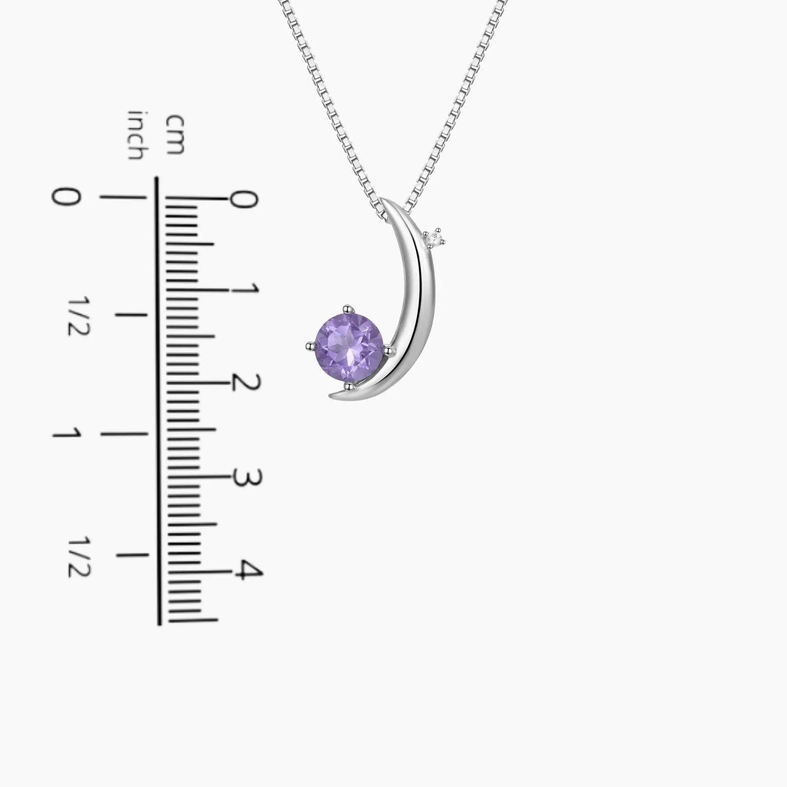 Amethyst Half Moon Pendant in Sterling Silver - Irosk Australia