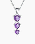 Amethyst Heart Drop Pendant  in Sterling Silver - Irosk Australia