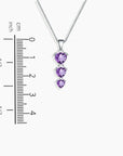Amethyst Heart Drop Pendant  in Sterling Silver - Irosk Australia