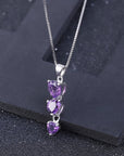 Amethyst Heart Drop Pendant  in Sterling Silver - Irosk Australia