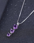 Amethyst Heart Drop Pendant  in Sterling Silver - Irosk Australia