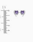 Amethyst Heart Shape Stud Earrings in Sterling Silver - Irosk Australia