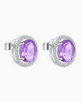 Amethyst Oval Cut Regal Earrings in Sterling Silver - Irosk Australia
