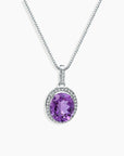 Amethyst Oval Cut Regal Pendant Necklace in Sterling Silver - Irosk Australia