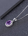 Amethyst Oval Cut Regal Pendant Necklace in Sterling Silver - Irosk Australia