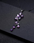 Amethyst Oval Cut Snowflake Necklace in Sterling Silver - Irosk Australia