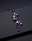 Amethyst Oval Cut Snowflake Necklace in Sterling Silver - Irosk Australia
