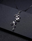 Amethyst Oval Cut Snowflake Necklace in Sterling Silver - Irosk Australia